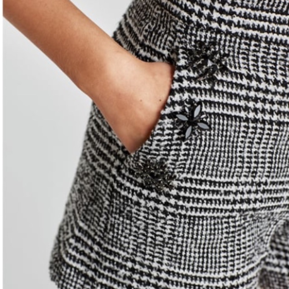Zara Bejewelled Checked Shorts